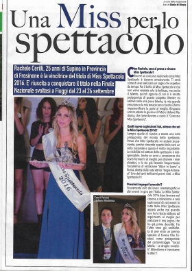 RASSEGNA STAMPA 2016 - Miss Spettacolo 